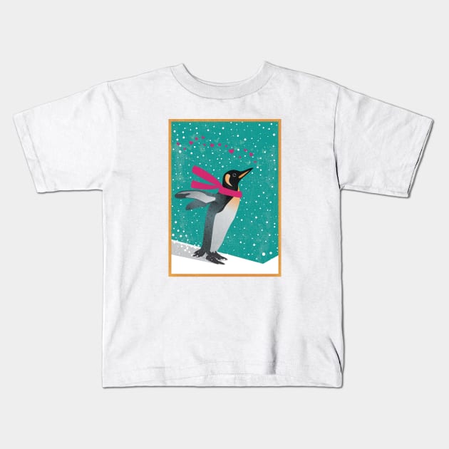 Snow Penguin Kids T-Shirt by lauran